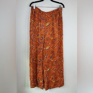 Anthropologie Bohemian Printed Wide Leg Smocked Waist Easy Pull-on Pants‎ Size L